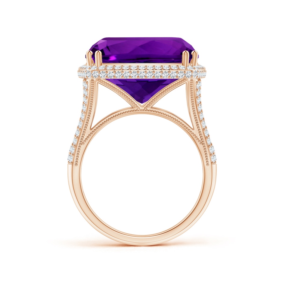 14.11x14.10x9.46mm AAAA GIA Certified Cushion Amethyst Ring with Diamond Halo in 9K Rose Gold side 199
