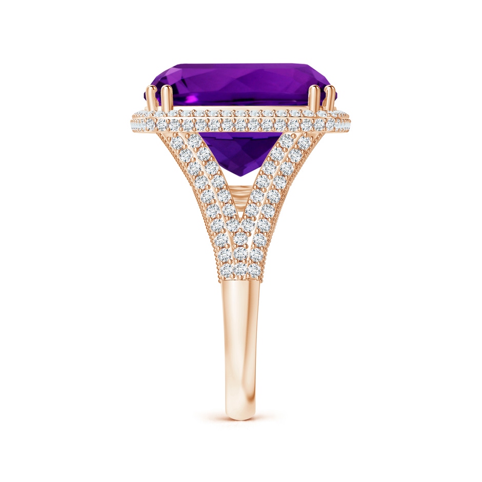 14.11x14.10x9.46mm AAAA GIA Certified Cushion Amethyst Ring with Diamond Halo in 9K Rose Gold side 399