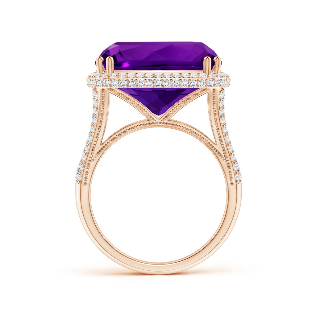 14.11x14.10x9.46mm AAAA GIA Certified Cushion Amethyst Ring with Diamond Halo in Rose Gold - side 199