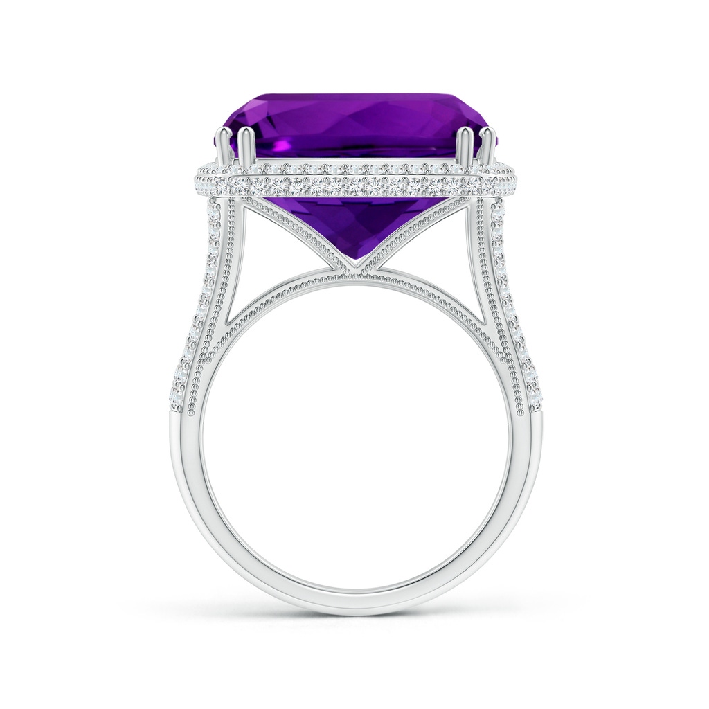 14.11x14.10x9.46mm AAAA GIA Certified Cushion Amethyst Ring with Diamond Halo in White Gold Side 199