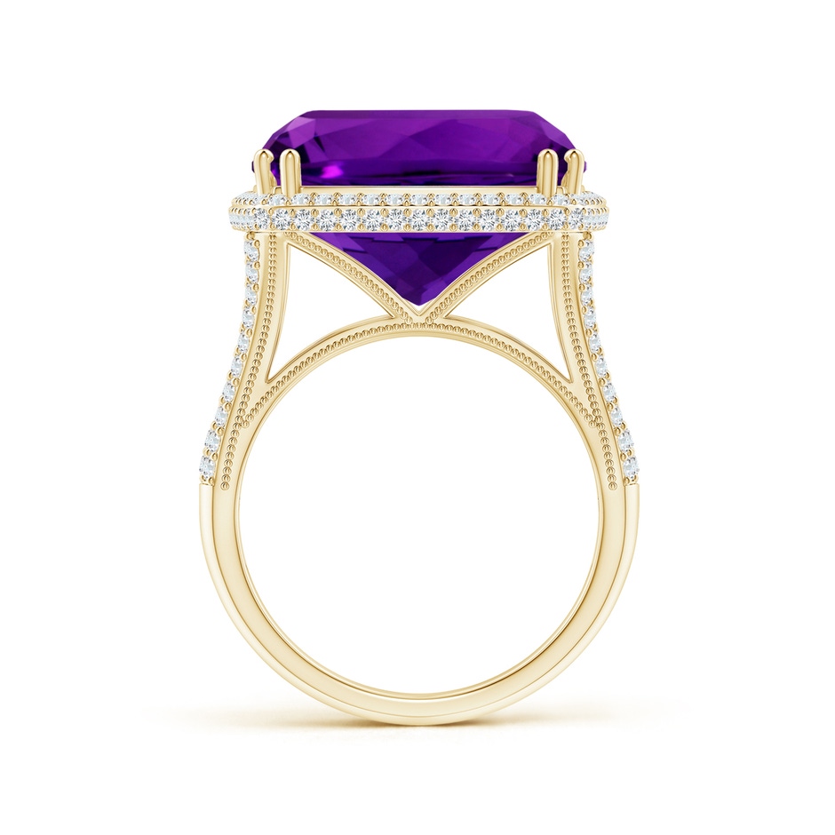 14.11x14.10x9.46mm AAAA GIA Certified Cushion Amethyst Ring with Diamond Halo in Yellow Gold side 199
