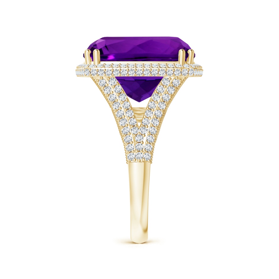 14.11x14.10x9.46mm AAAA GIA Certified Cushion Amethyst Ring with Diamond Halo in Yellow Gold side 399