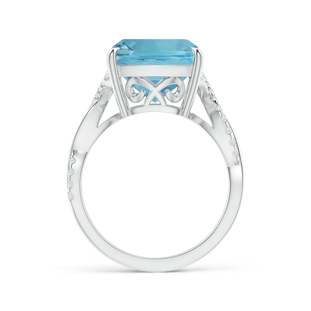 11.03x10.89x7.36mm AAA GIA Certified Aquamarine Twist Infinity Ring with Diamonds in 18K White Gold Side-1