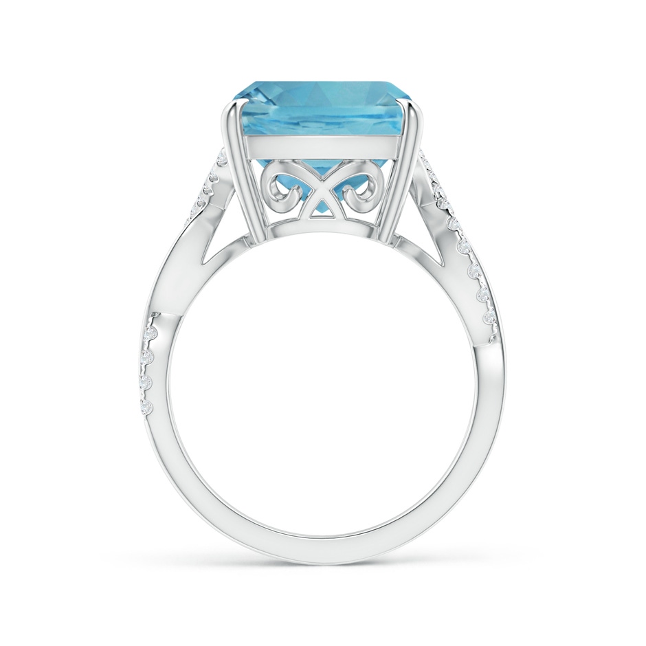 11.03x10.89x7.36mm AAA GIA Certified Aquamarine Twist Infinity Ring with Diamonds in 18K White Gold side-1