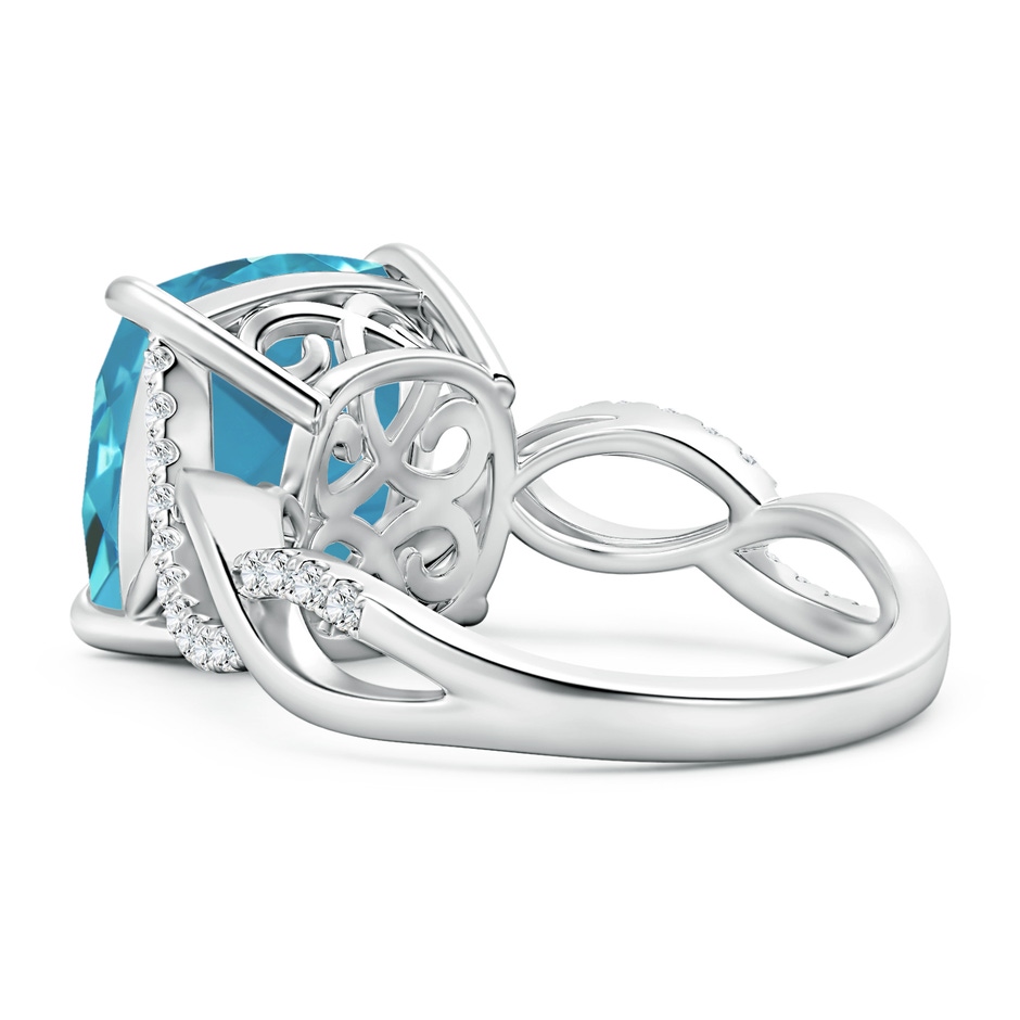 11.03x10.89x7.36mm AAA GIA Certified Aquamarine Twist Infinity Ring with Diamonds in 18K White Gold side-2