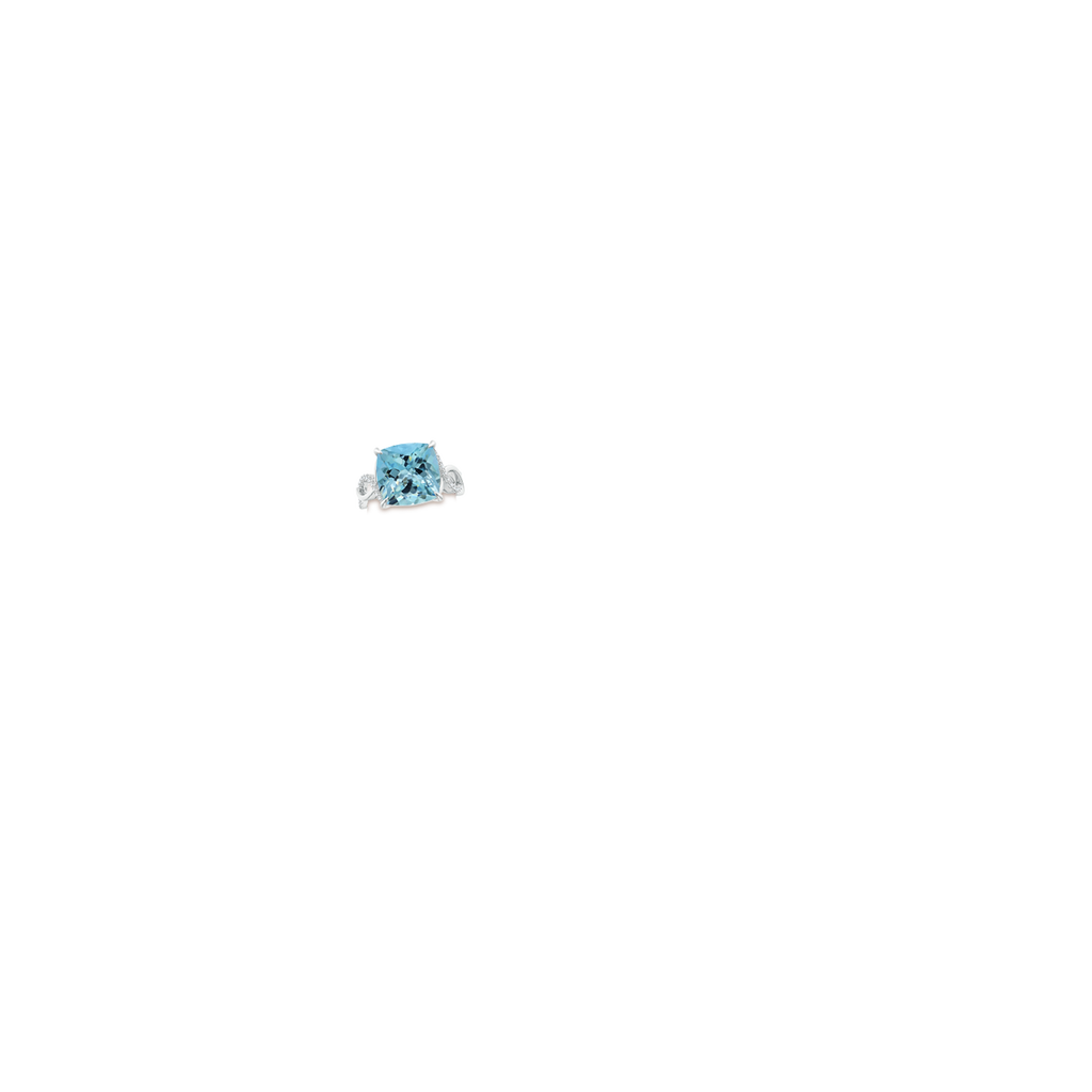 11.03x10.89x7.36mm AAA GIA Certified Aquamarine Twist Infinity Ring with Diamonds in 18K White Gold Body-Hand