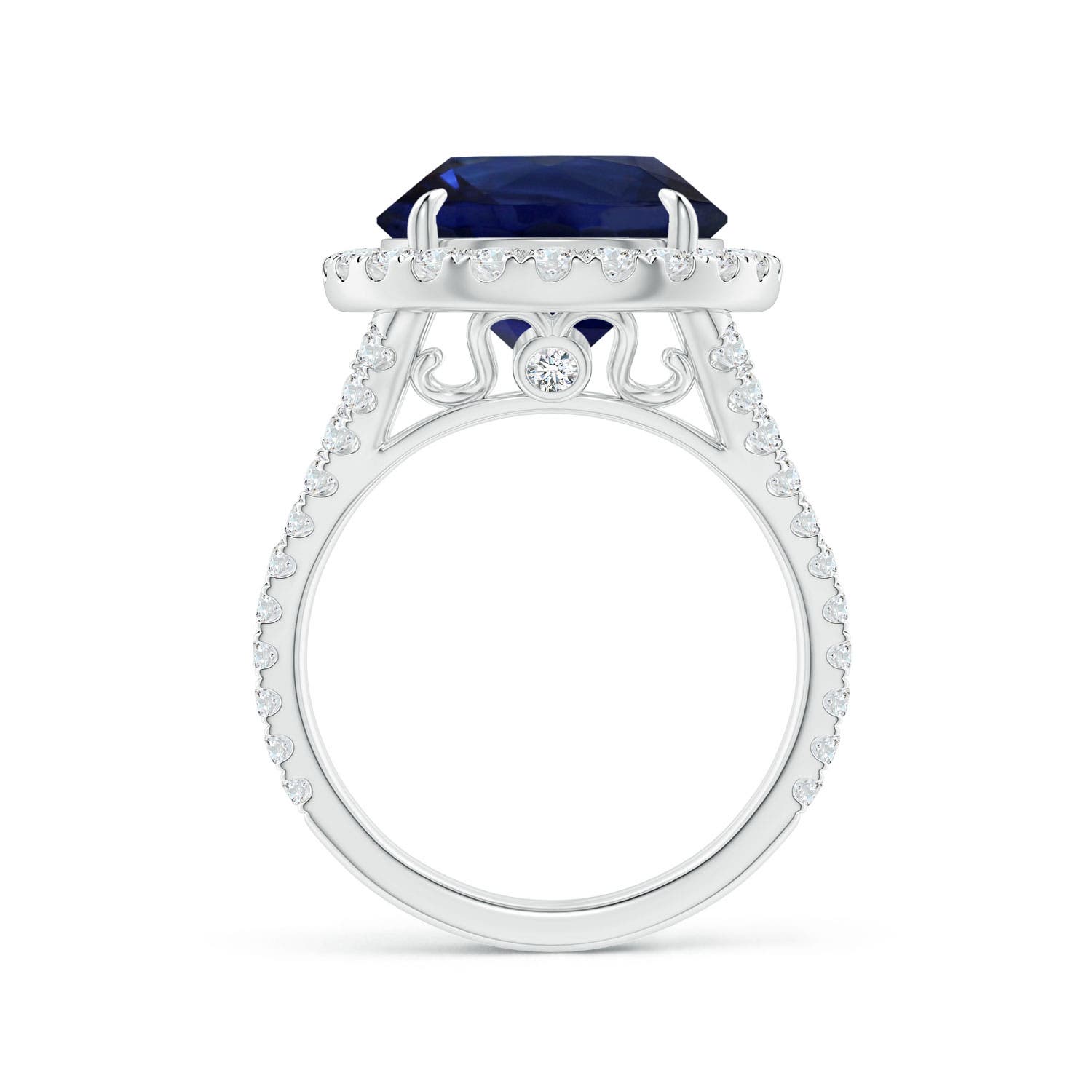 8.92x8.83x5.96mm AAA GIA Certified Round Ceylon Sapphire Split Shank Ring in White Gold - side 2