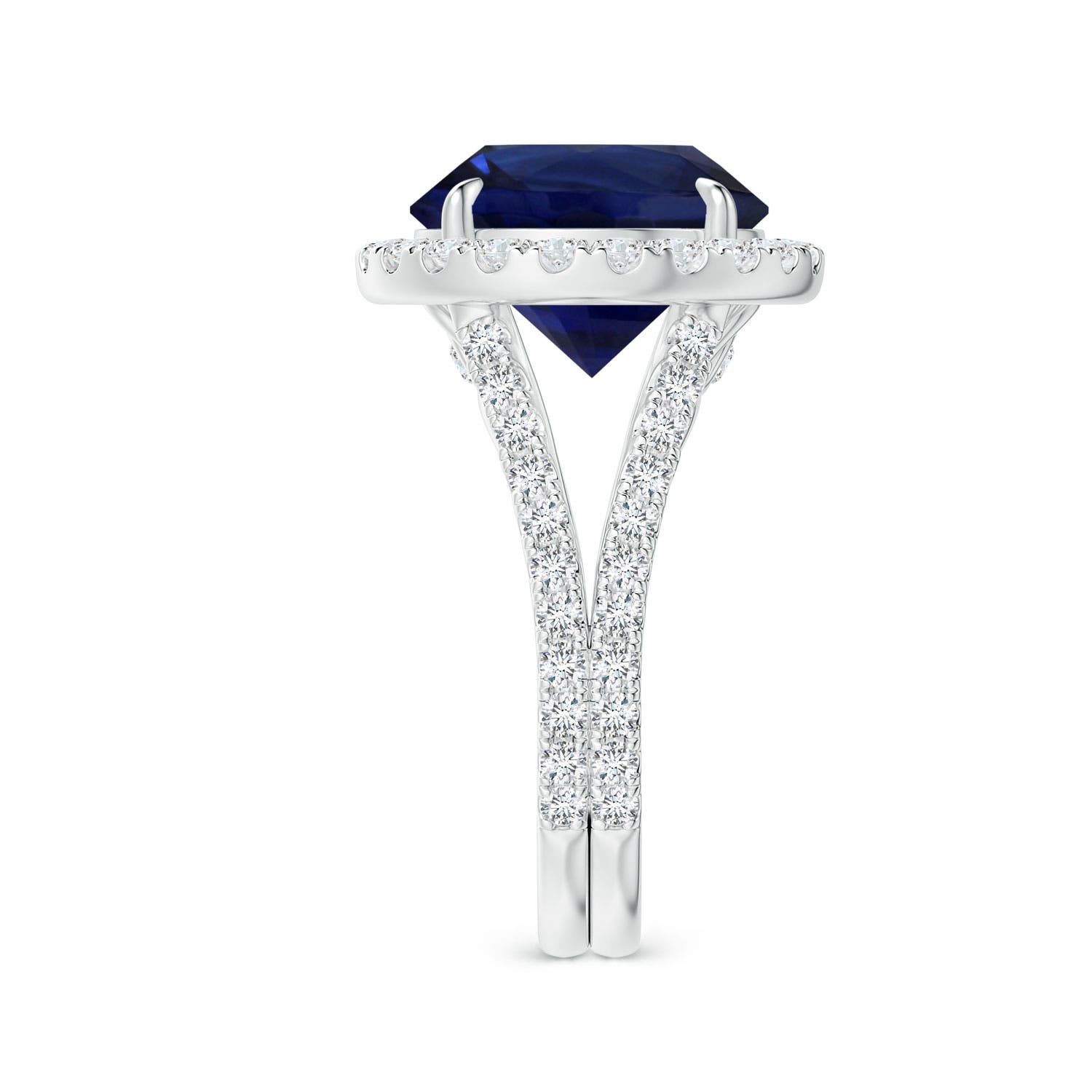 8.92x8.83x5.96mm AAA GIA Certified Round Ceylon Sapphire Split Shank Ring in White Gold - side 5