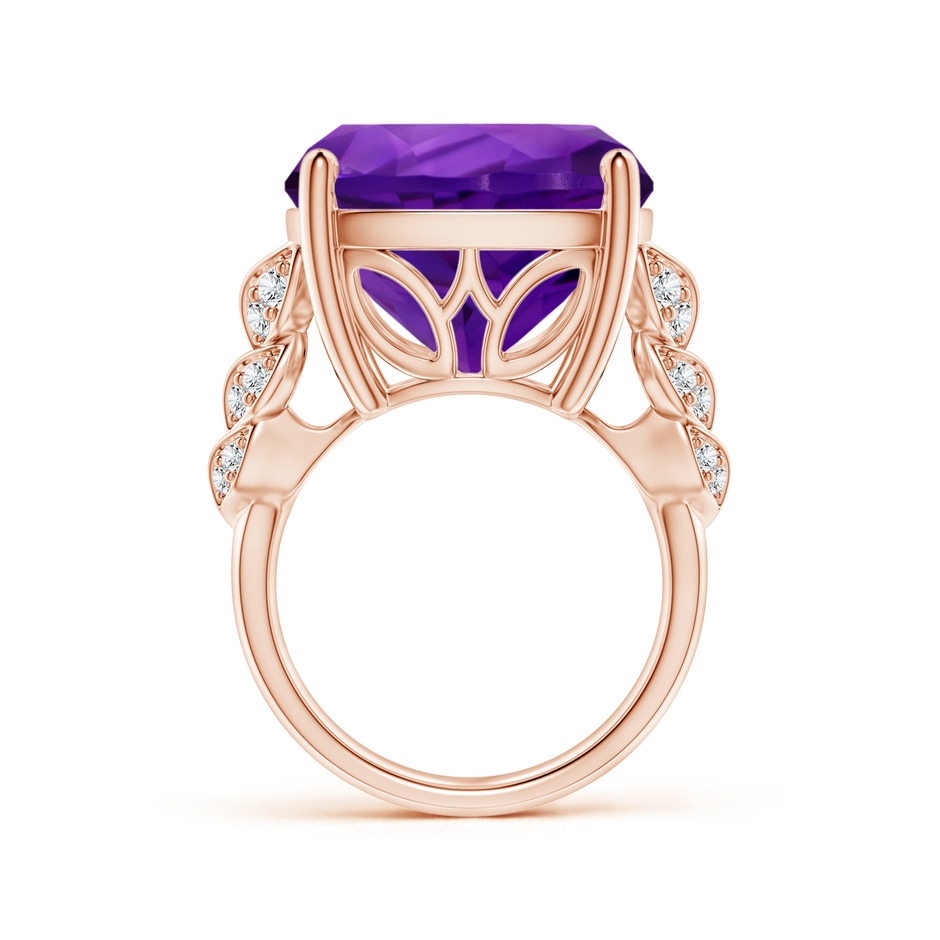 15.02x14.95x10.08mm AAA GIA Certified Cushion Amethyst Ring with Leaf Motifs in 18K Rose Gold side 199