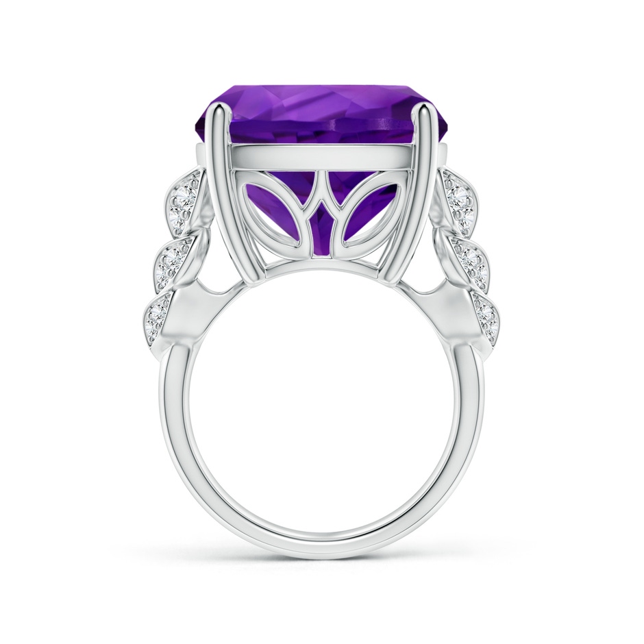 15.02x14.95x10.08mm AAA GIA Certified Cushion Amethyst Ring with Leaf Motifs in 18K White Gold side 199