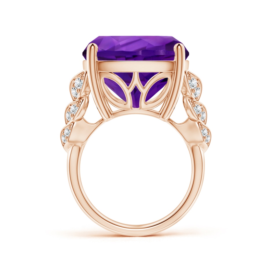 15.02x14.95x10.08mm AAA GIA Certified Cushion Amethyst Ring with Leaf Motifs in Rose Gold Side 199