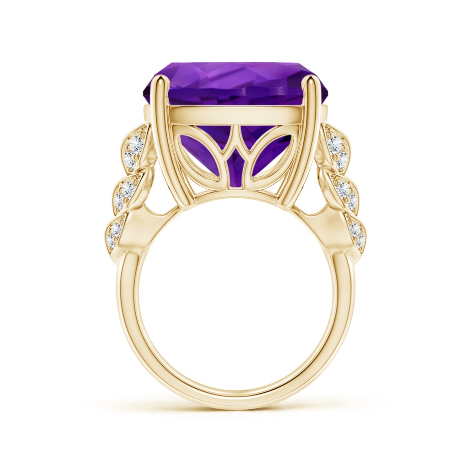 15.02x14.95x10.08mm AAA GIA Certified Cushion Amethyst Ring with Leaf Motifs in Yellow Gold side 199
