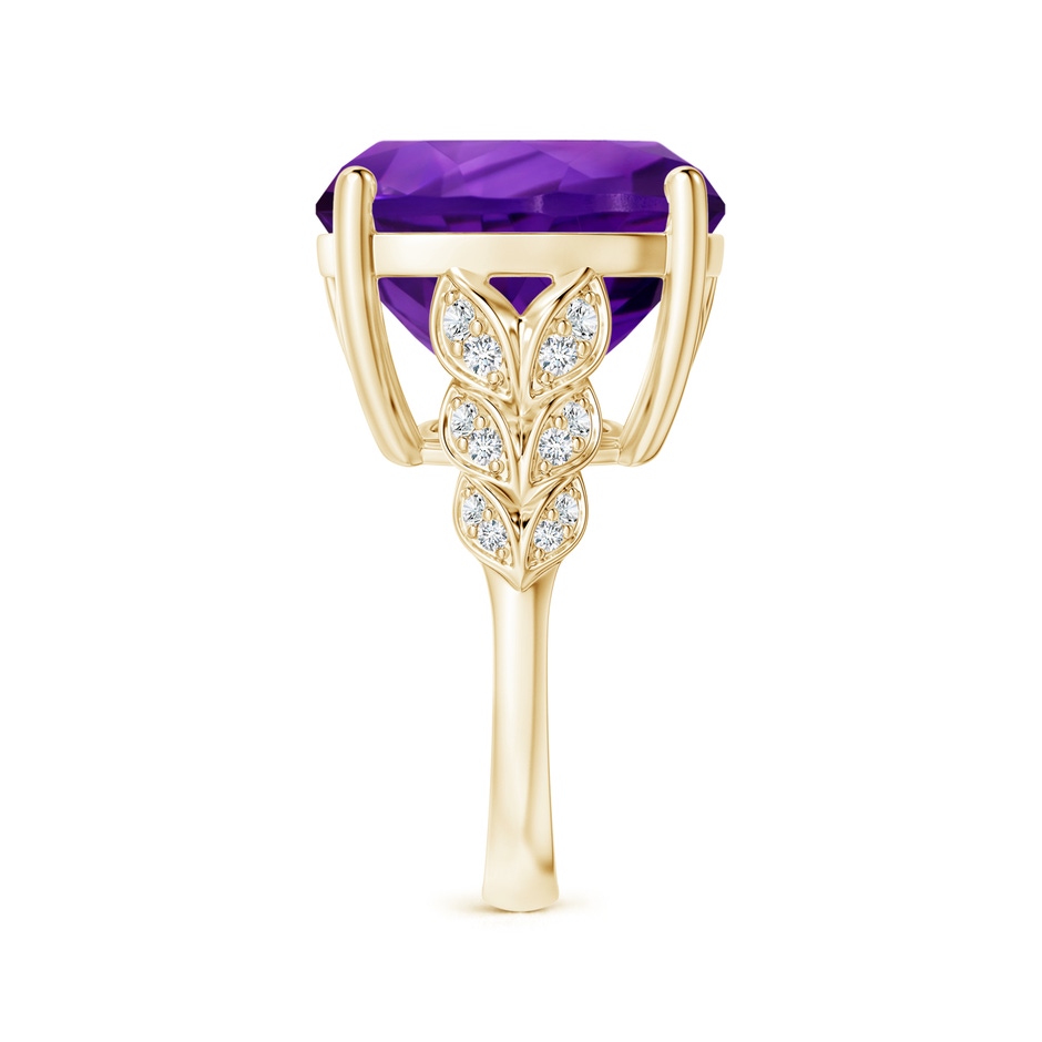 15.02x14.95x10.08mm AAA GIA Certified Cushion Amethyst Ring with Leaf Motifs in Yellow Gold side 399
