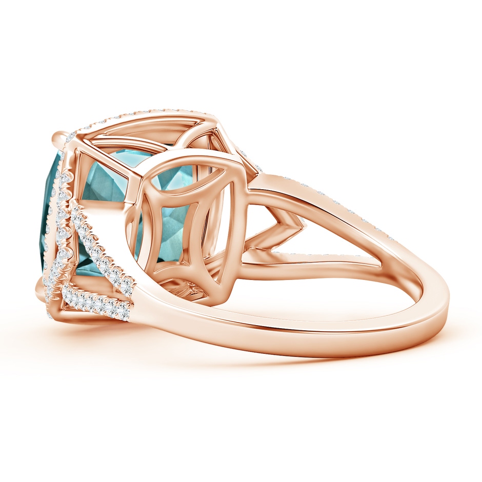10.17x10.05x6.31mm AAA GIA Certified Cushion Aquamarine Split Shank Halo Ring in 18K Rose Gold side 399