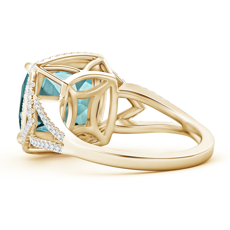 10.17x10.05x6.31mm AAA GIA Certified Cushion Aquamarine Split Shank Halo Ring in Yellow Gold side 399