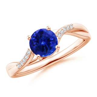 6.00x5.97x3.42mm AAAA Sapphire Twisted Split Shank Ring in 10K Rose Gold