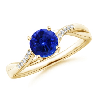 6.00x5.97x3.42mm AAAA Sapphire Twisted Split Shank Ring in 10K Yellow Gold