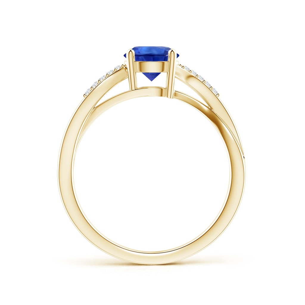 6.00x5.97x3.42mm AAAA Sapphire Twisted Split Shank Ring in 18K Yellow Gold Side 199