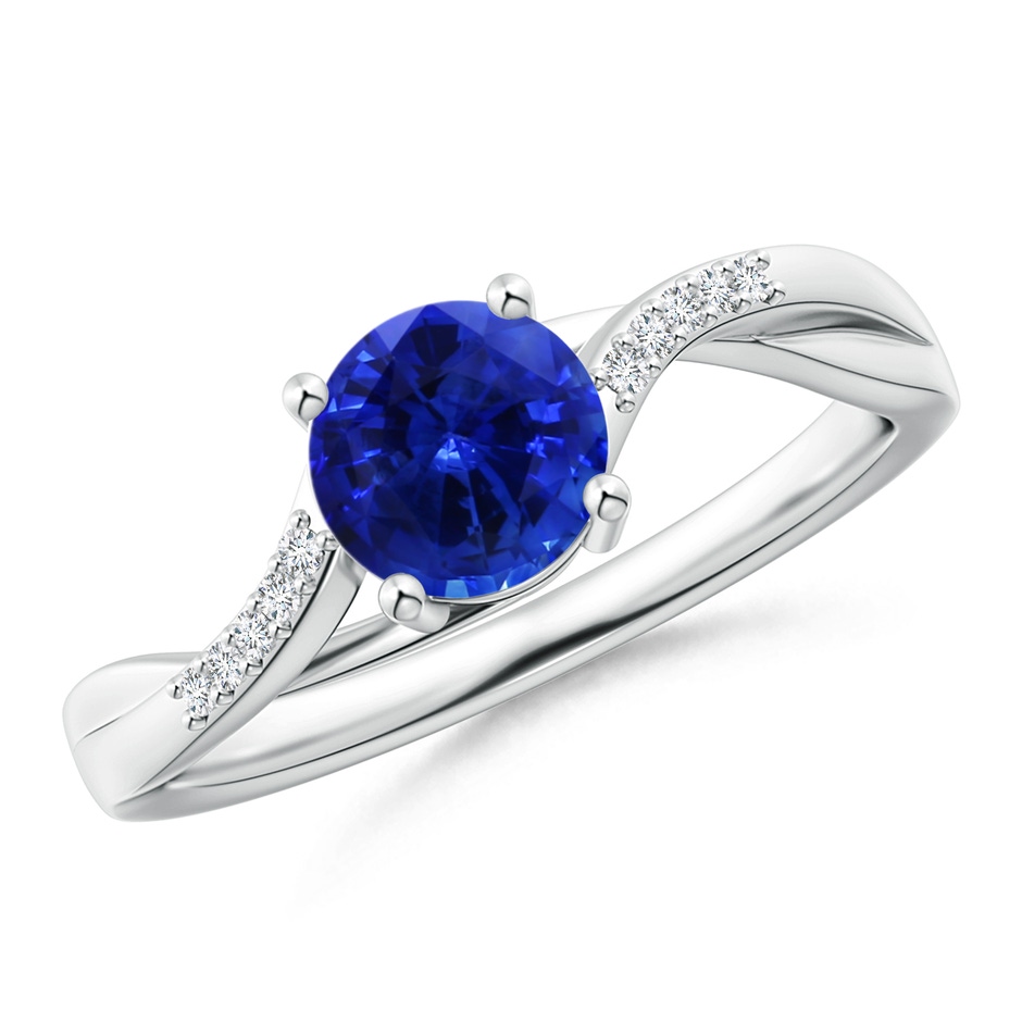 6.00x5.97x3.42mm AAAA Sapphire Twisted Split Shank Ring in White Gold 