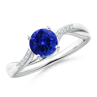 6.00x5.97x3.42mm AAAA Sapphire Twisted Split Shank Ring in White Gold