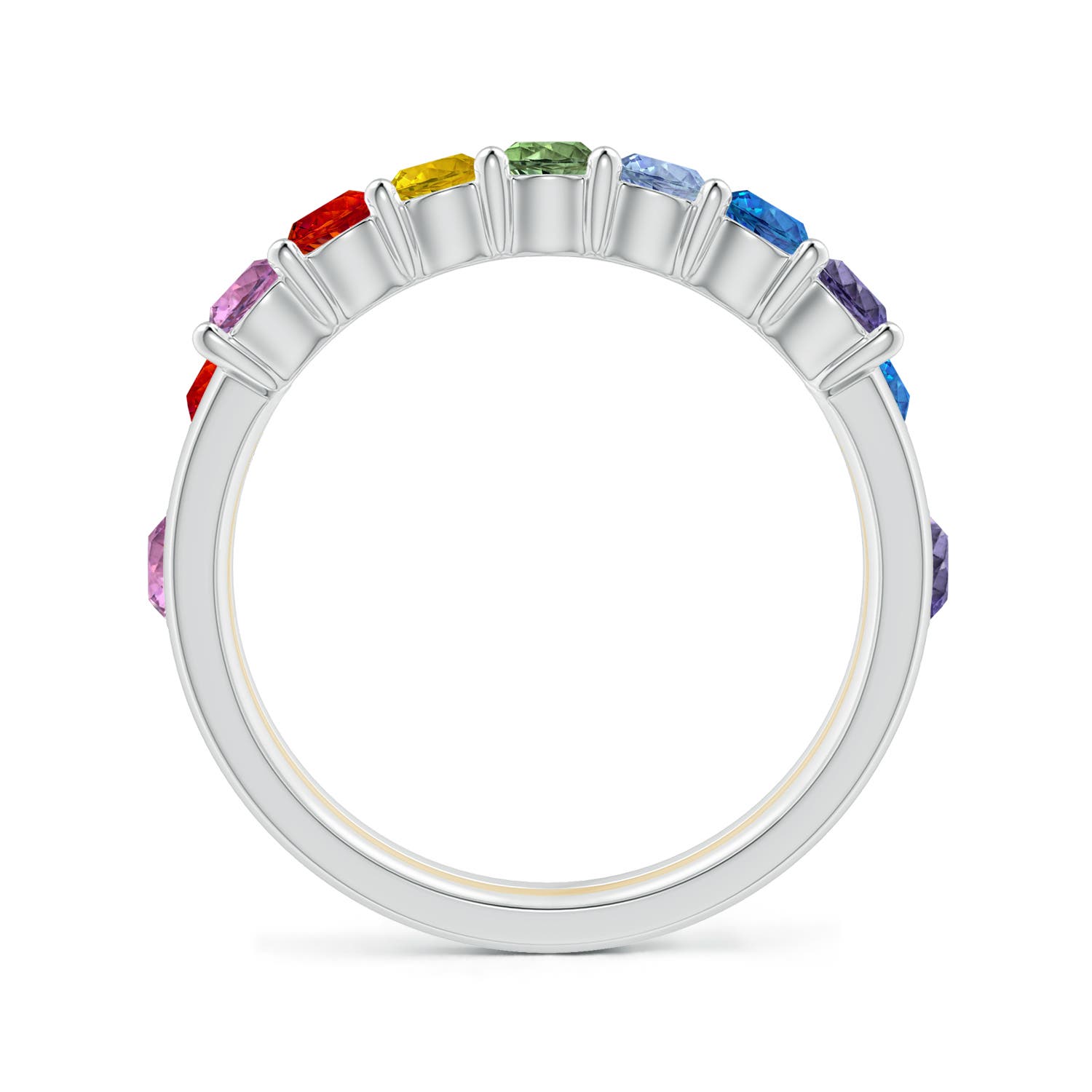 3mm AAA Spectra Multi-Sapphire and Diamond Stackable Ring Set in White Gold Yellow Gold - side 2