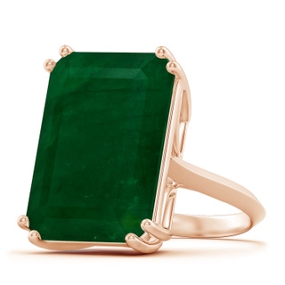 19.40x13.39x10.04mm A Double Claw-Set GIA Certified Solitaire Emerald-Cut Emerald Knife Edge Ring in 10K Rose Gold