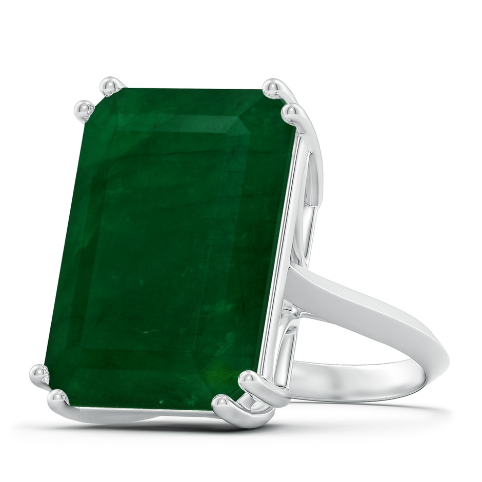 19.40x13.39x10.04mm A Double Claw-Set GIA Certified Solitaire Emerald-Cut Emerald Knife Edge Ring in 18K White Gold 