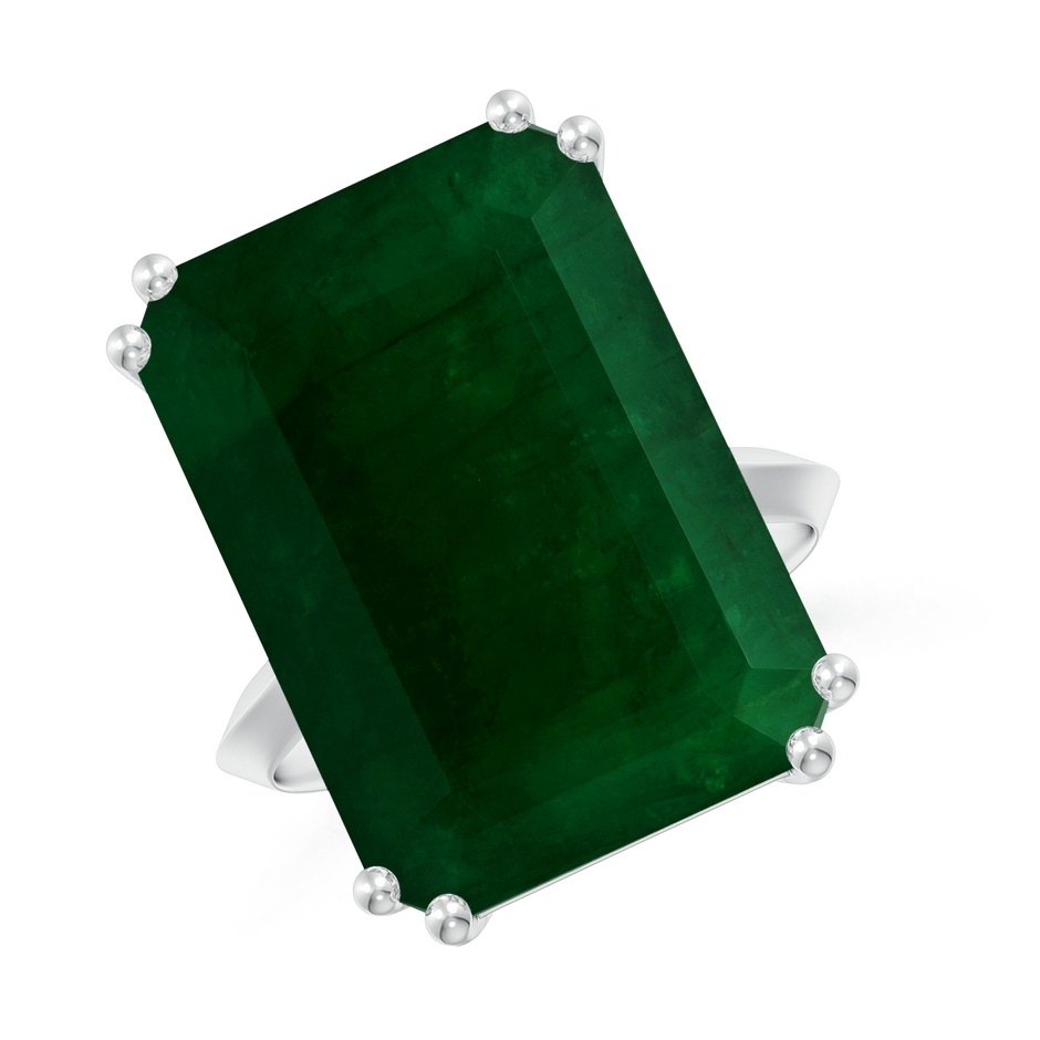 19.40x13.39x10.04mm A Double Claw-Set GIA Certified Solitaire Emerald-Cut Emerald Knife Edge Ring in 18K White Gold side 199