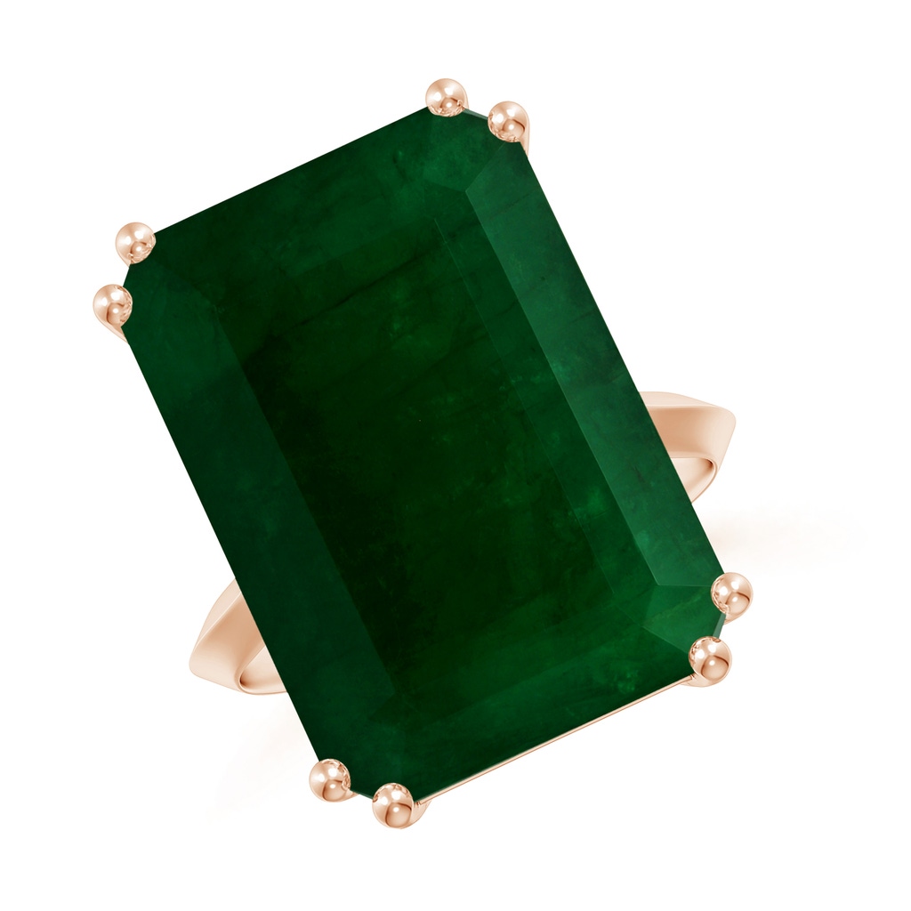 19.40x13.39x10.04mm A Double Claw-Set GIA Certified Solitaire Emerald-Cut Emerald Knife Edge Ring in Rose Gold Side 199