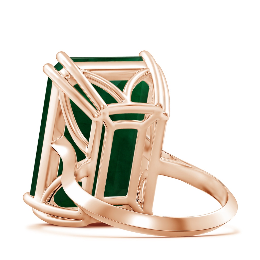 19.40x13.39x10.04mm A Double Claw-Set GIA Certified Solitaire Emerald-Cut Emerald Knife Edge Ring in Rose Gold Side 599