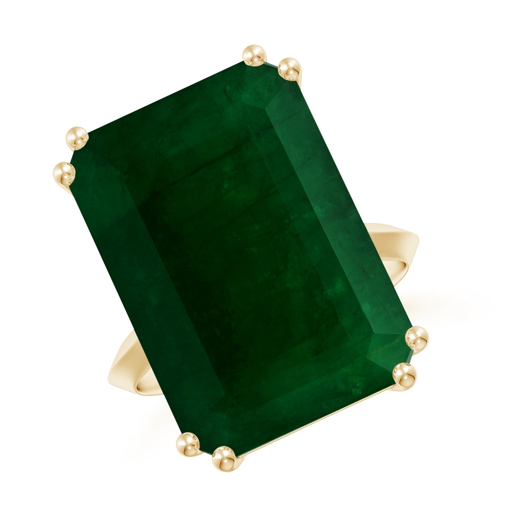 19.40x13.39x10.04mm A Double Claw-Set GIA Certified Solitaire Emerald-Cut Emerald Knife Edge Ring in Yellow Gold - side 199