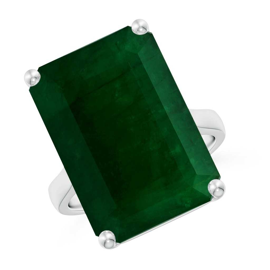 19.40x13.39x10.04mm A Prong-Set GIA Certified Solitaire Emerald-Cut Emerald Reverse Tapered Ring in 18K White Gold - side 199