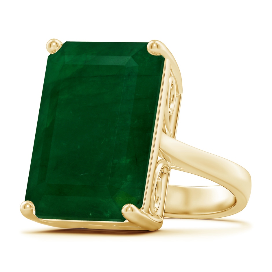 19.40x13.39x10.04mm A Prong-Set GIA Certified Solitaire Emerald-Cut Emerald Reverse Tapered Ring in 18K Yellow Gold 