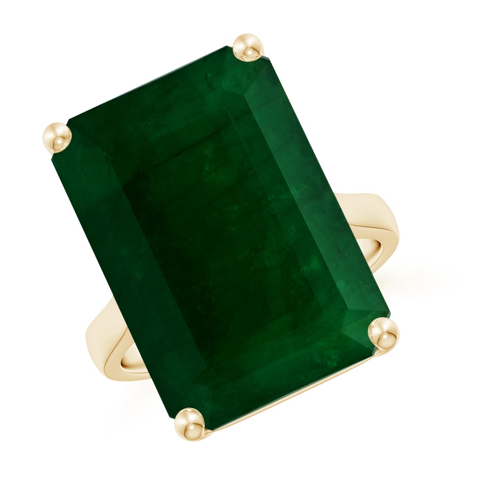 19.40x13.39x10.04mm A Prong-Set GIA Certified Solitaire Emerald-Cut Emerald Reverse Tapered Ring in 9K Yellow Gold side 199