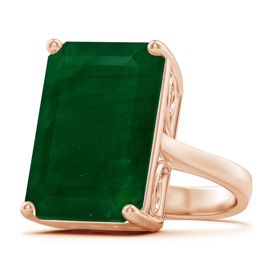 19.40x13.39x10.04mm A Prong-Set GIA Certified Solitaire Emerald-Cut Emerald Reverse Tapered Ring in Rose Gold 