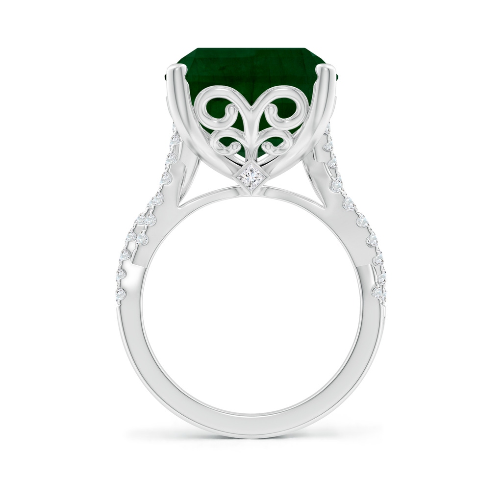 19.40x13.39x10.04mm A Peg-Set GIA Certified Emerald-Cut Emerald Ring with Diamond Twist Shank in 18K White Gold Side 399