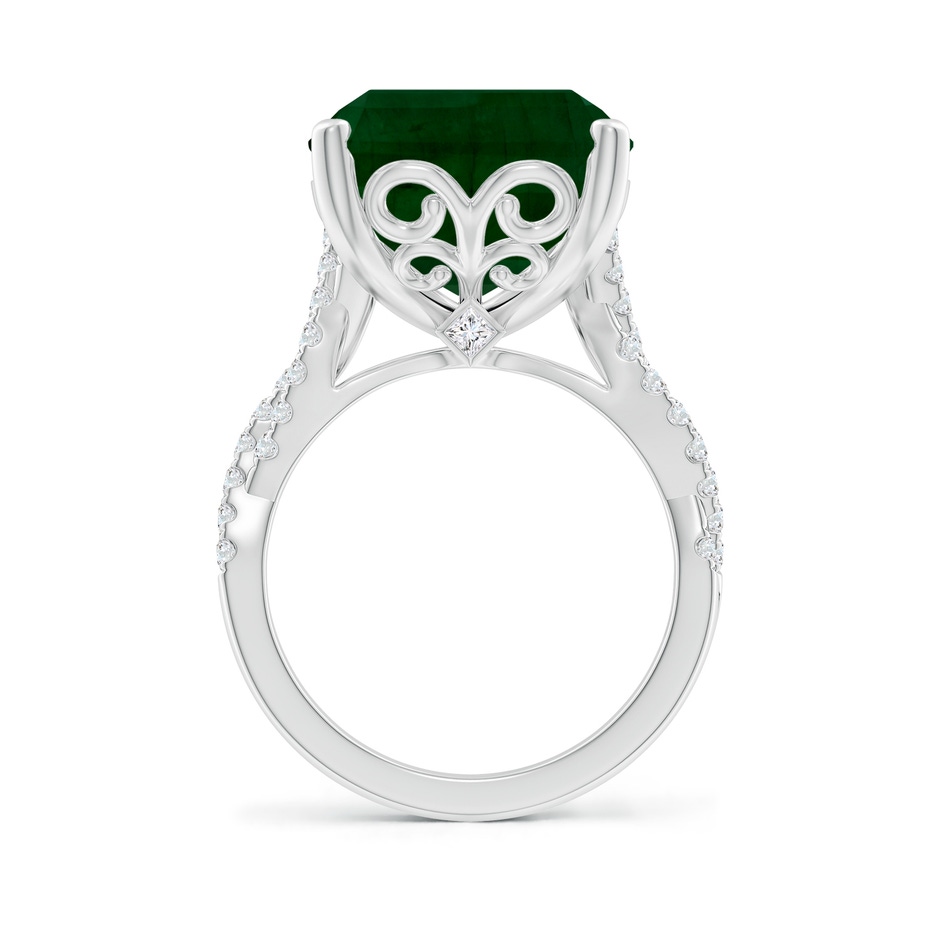 19.40x13.39x10.04mm A Peg-Set GIA Certified Emerald-Cut Emerald Ring with Diamond Twist Shank in 18K White Gold side 399