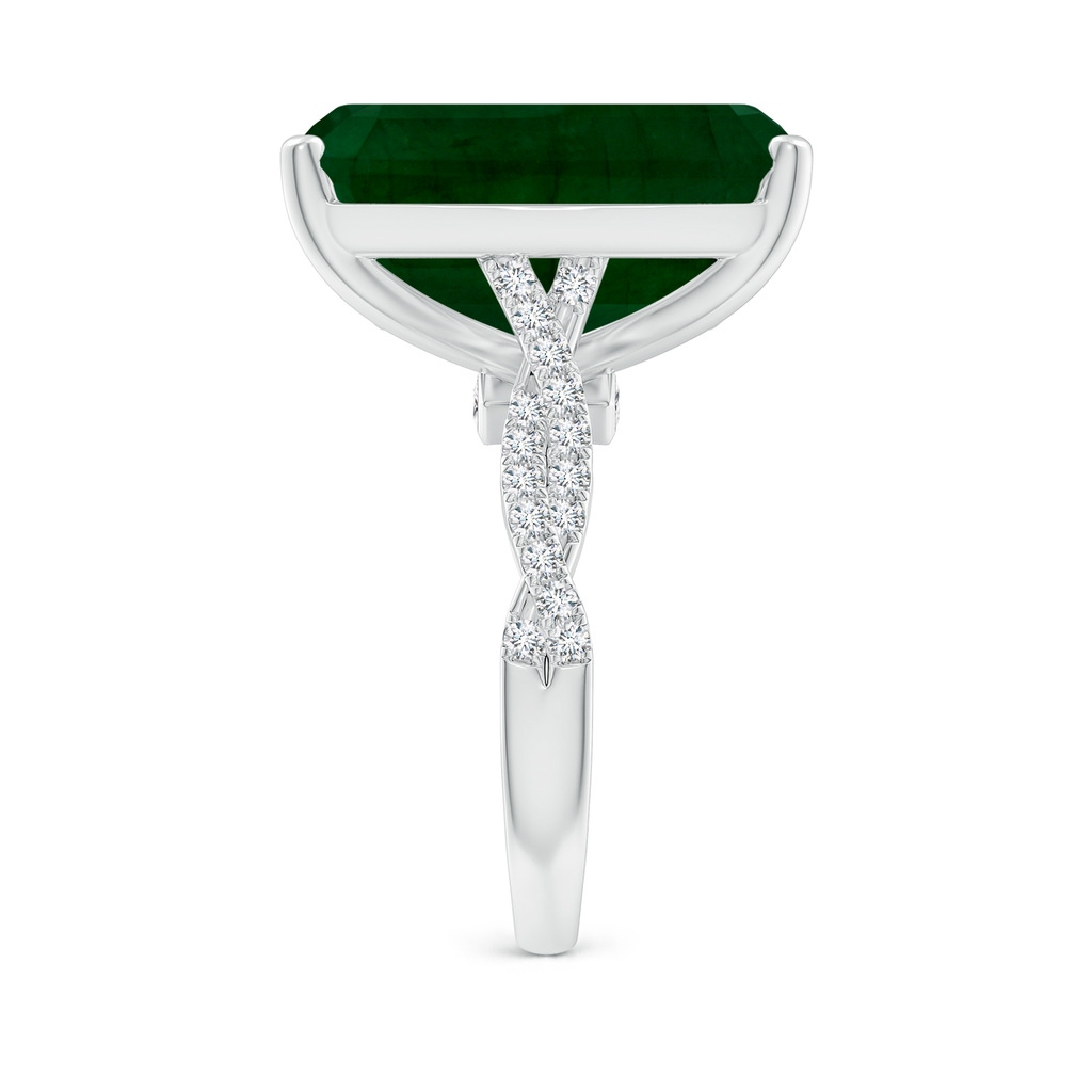 19.40x13.39x10.04mm A Peg-Set GIA Certified Emerald-Cut Emerald Ring with Diamond Twist Shank in 18K White Gold Side 499