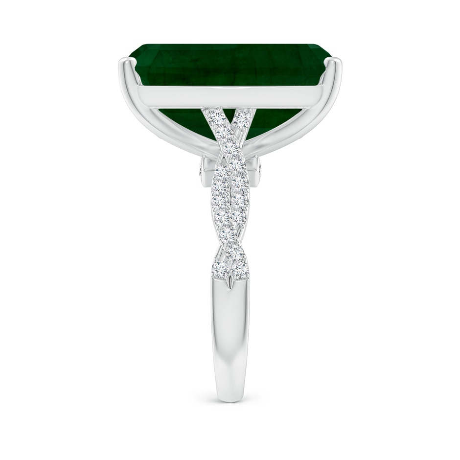 19.40x13.39x10.04mm A Peg-Set GIA Certified Emerald-Cut Emerald Ring with Diamond Twist Shank in 18K White Gold side 499