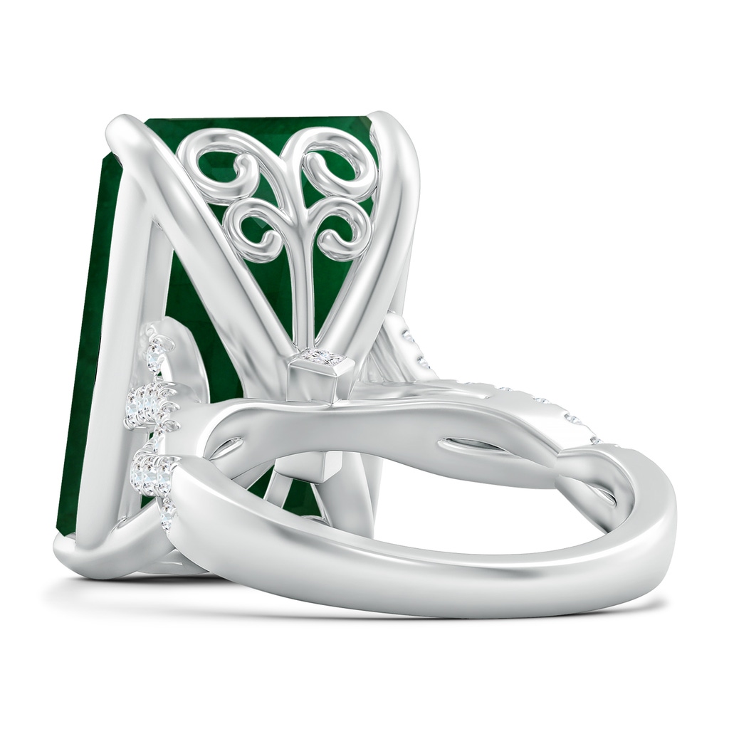 19.40x13.39x10.04mm A Peg-Set GIA Certified Emerald-Cut Emerald Ring with Diamond Twist Shank in 18K White Gold Side 599