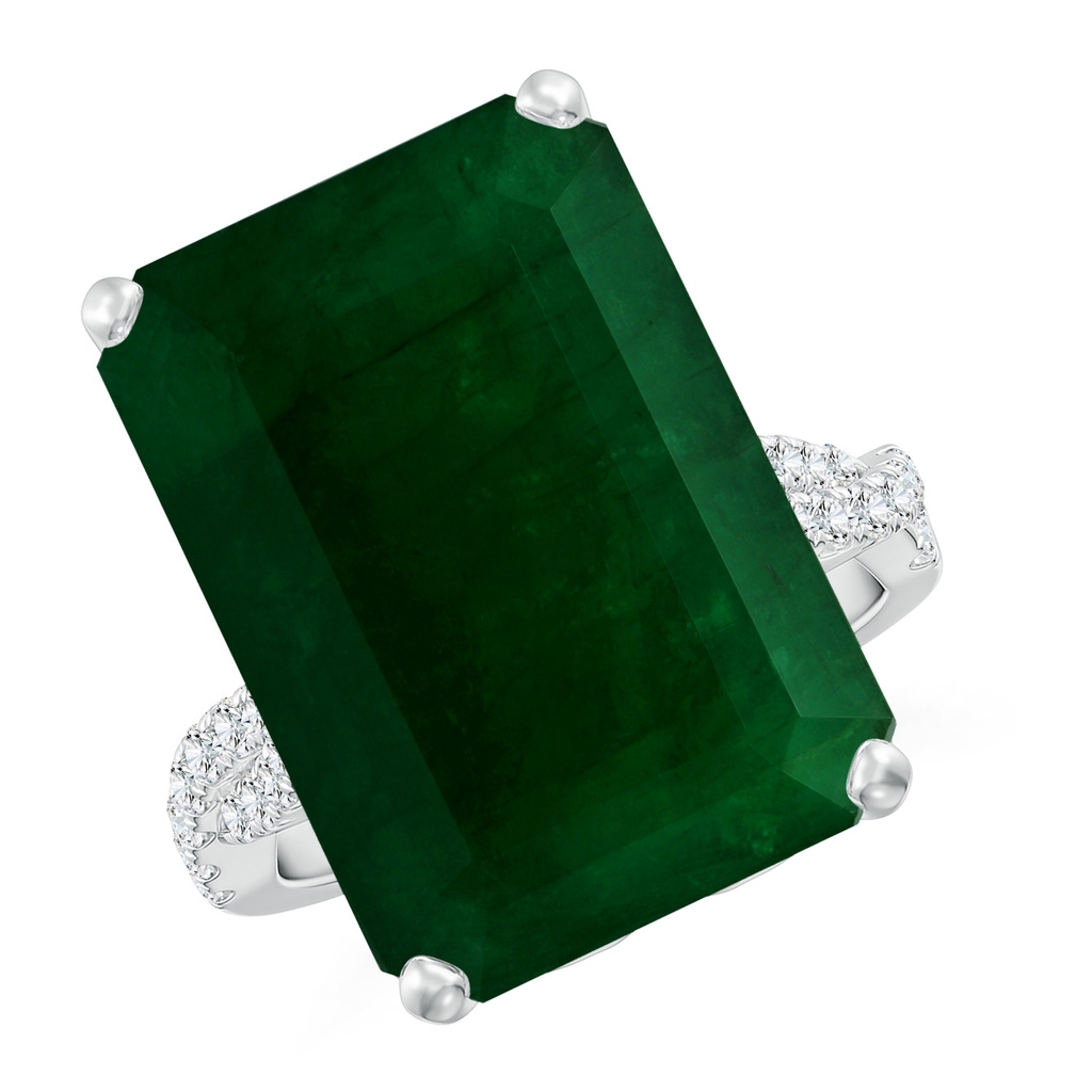 19.40x13.39x10.04mm A Peg-Set GIA Certified Emerald-Cut Emerald Ring with Diamond Twist Shank in P950 Platinum Side 199