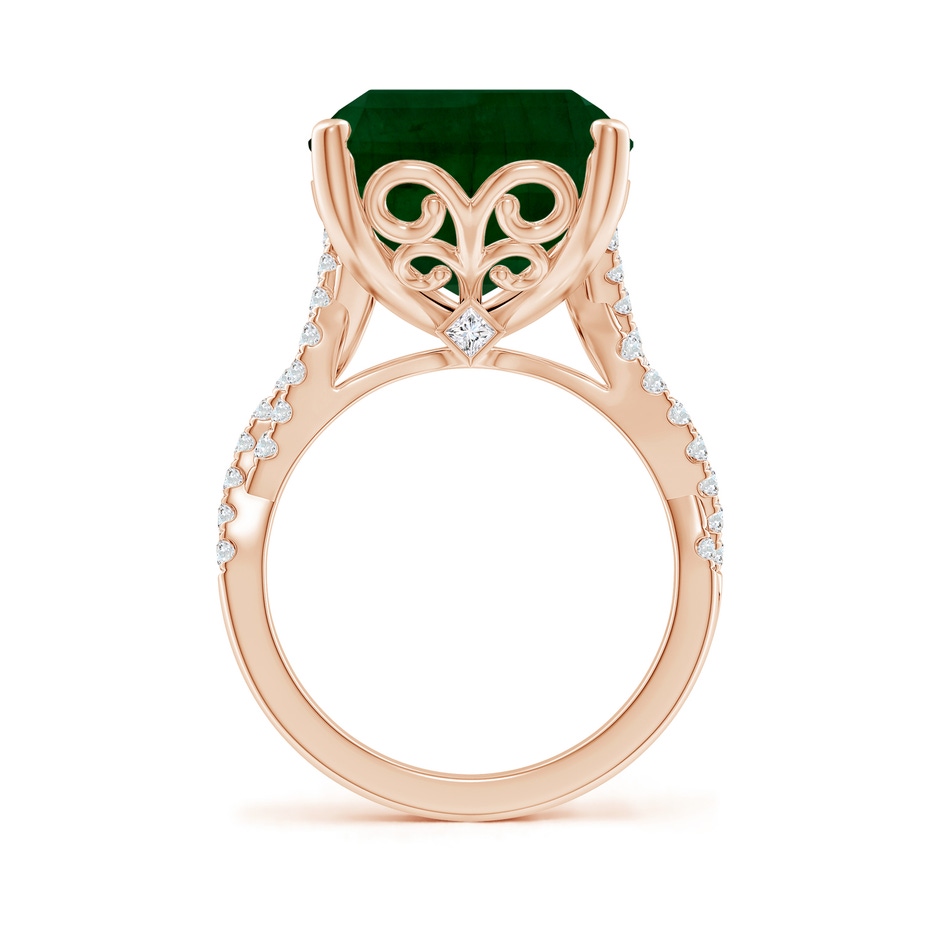 19.40x13.39x10.04mm A Peg-Set GIA Certified Emerald-Cut Emerald Ring with Diamond Twist Shank in Rose Gold side 399