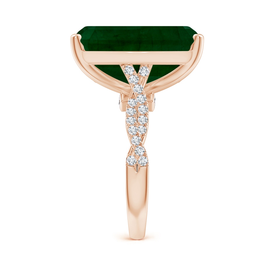 19.40x13.39x10.04mm A Peg-Set GIA Certified Emerald-Cut Emerald Ring with Diamond Twist Shank in Rose Gold side 499