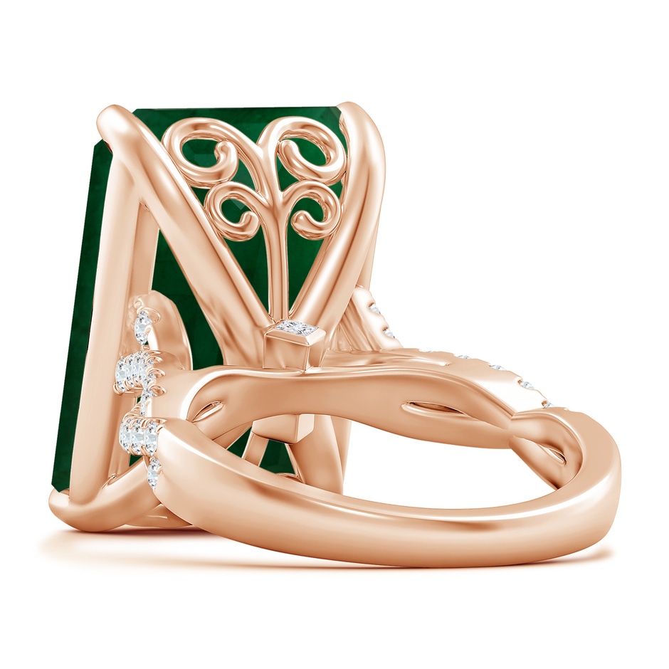 19.40x13.39x10.04mm A Peg-Set GIA Certified Emerald-Cut Emerald Ring with Diamond Twist Shank in Rose Gold side 599