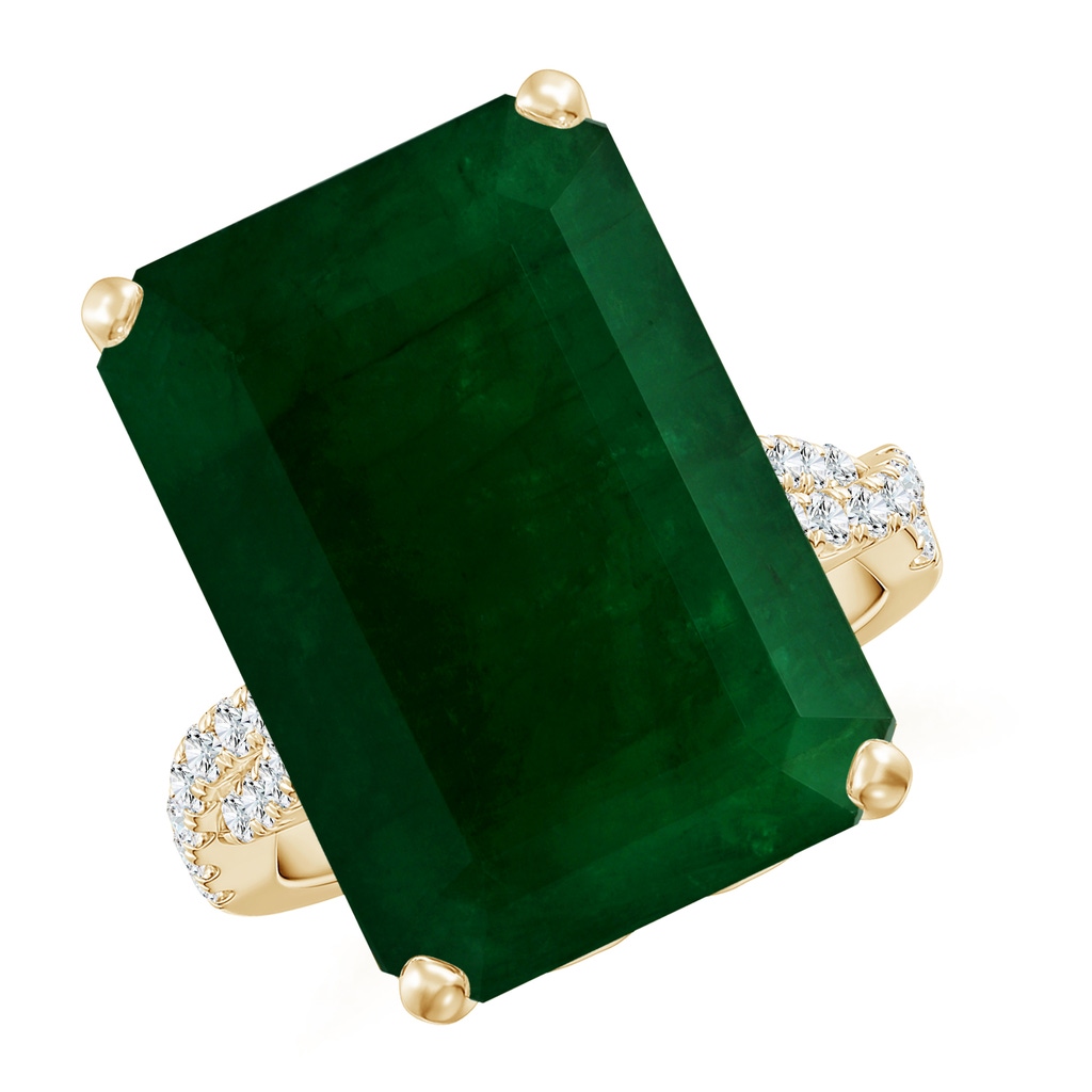 19.40x13.39x10.04mm A Peg-Set GIA Certified Emerald-Cut Emerald Ring with Diamond Twist Shank in Yellow Gold - side 199