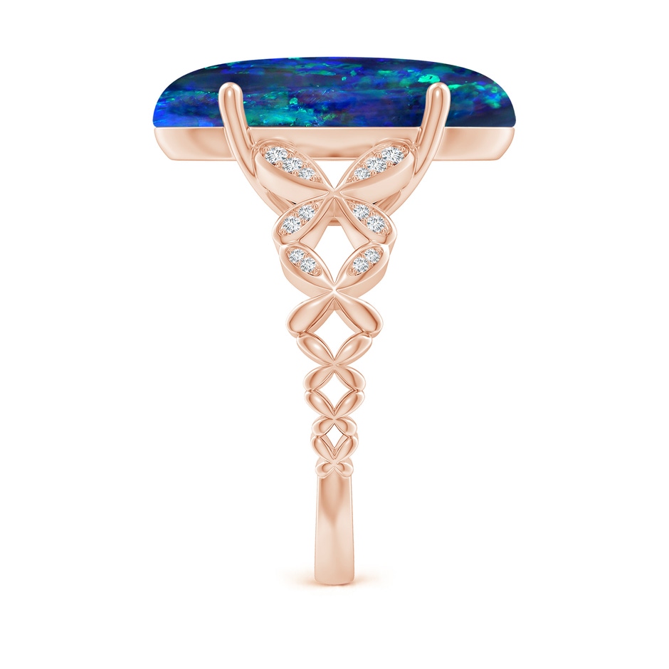 18.60x8.45x6.10mm AAAA GIA Certified Oval Black Opal Diamond studded Butterfly Cocktail Ring in 18K Rose Gold side 499