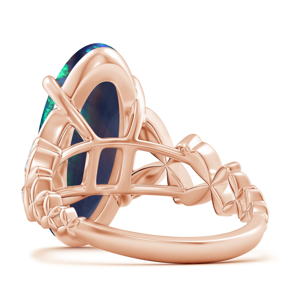 18.60x8.45x6.10mm AAAA GIA Certified Oval Black Opal Diamond studded Butterfly Cocktail Ring in 18K Rose Gold side 599