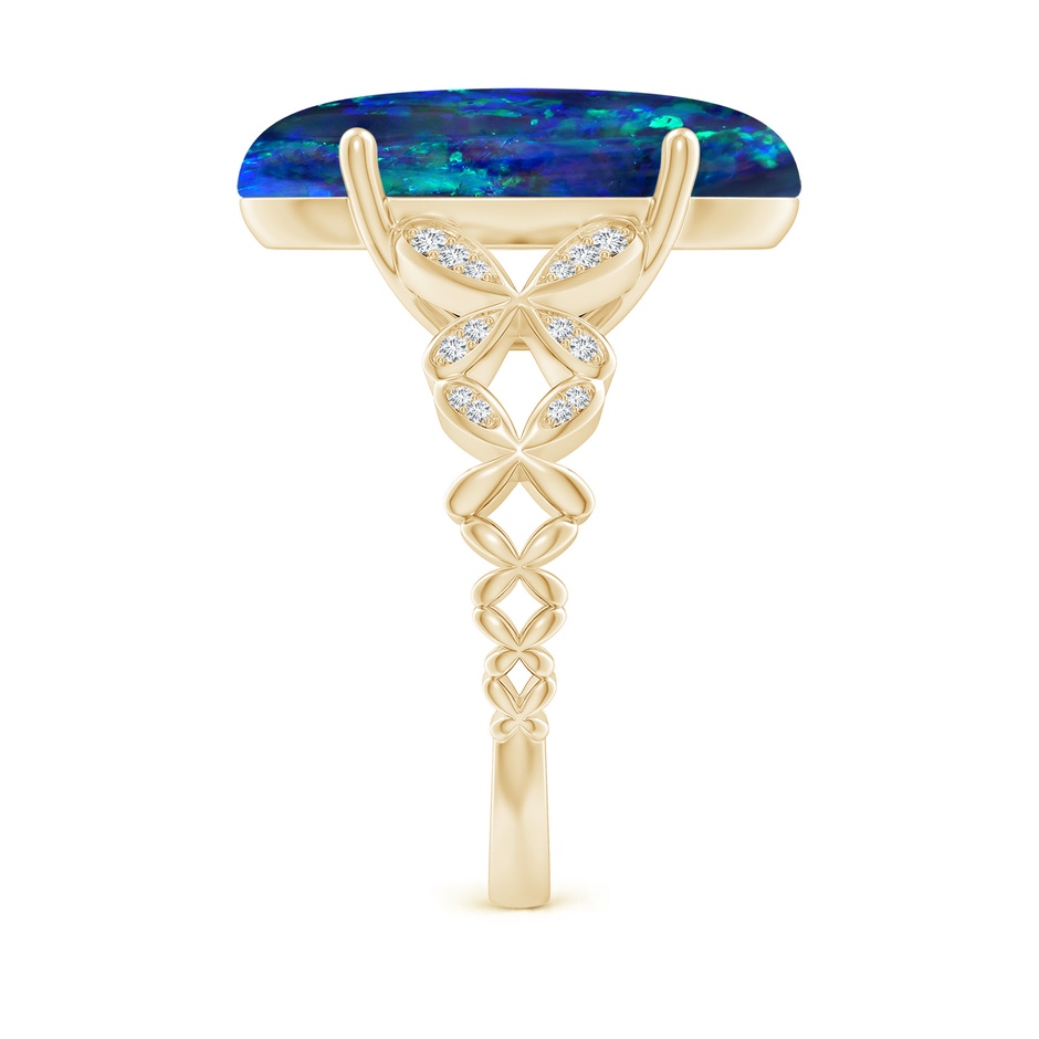 18.60x8.45x6.10mm AAAA GIA Certified Oval Black Opal Diamond studded Butterfly Cocktail Ring in Yellow Gold side 499