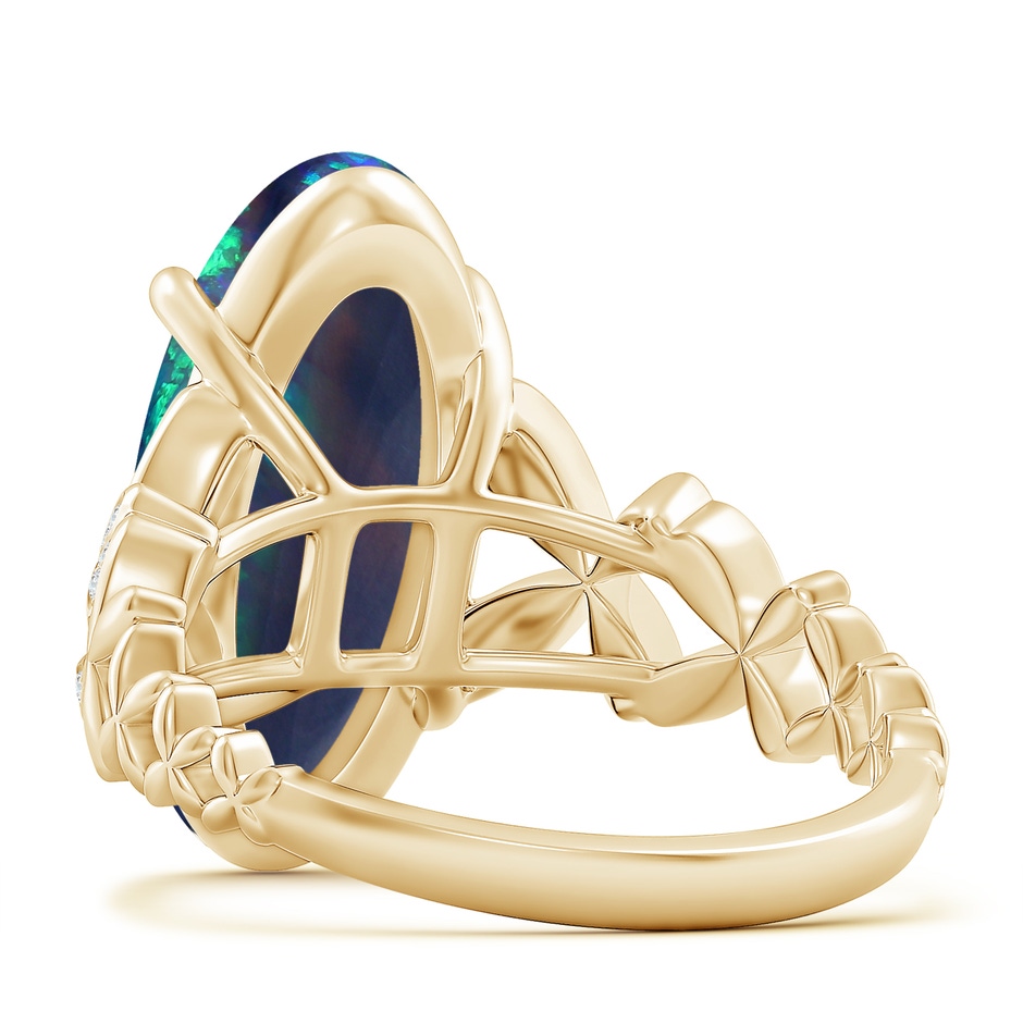 18.60x8.45x6.10mm AAAA GIA Certified Oval Black Opal Diamond studded Butterfly Cocktail Ring in Yellow Gold side 599