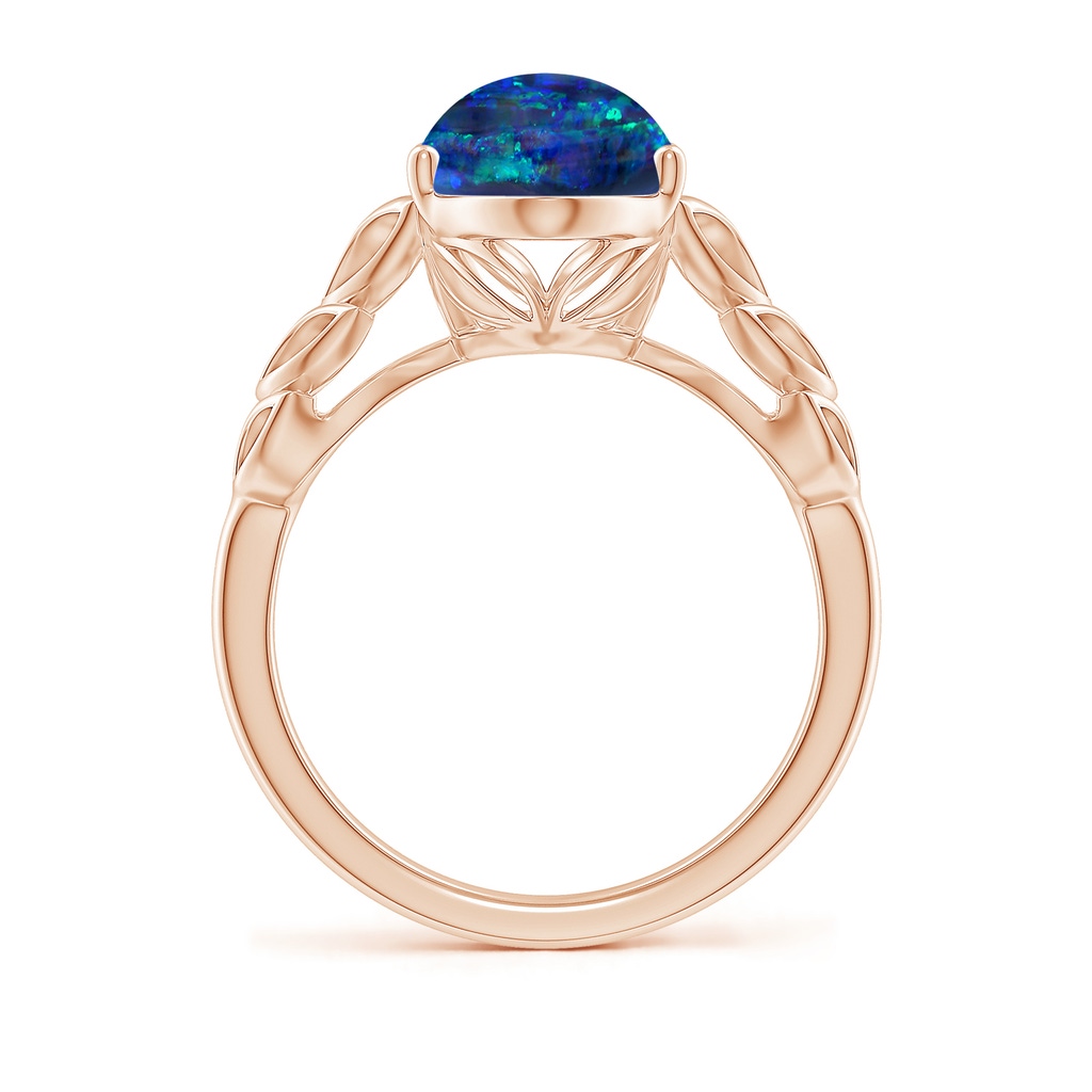 18.60x8.45x6.10mm AAAA GIA Certified Black Opal Ring with Leaf Motifs. in Rose Gold Side 399
